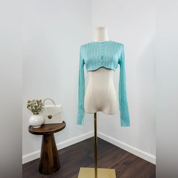 Alaia Rib-Knit Rounded Crop Cardigan - Picture 5 of 14